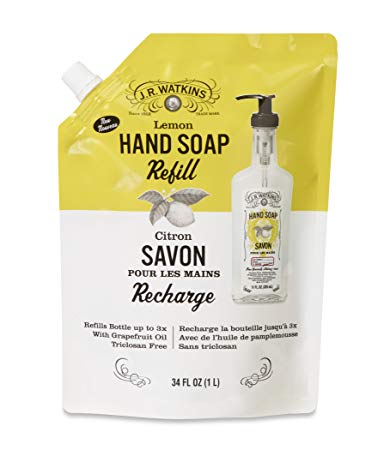 J.R. Watkins Liquid Hand Soap Refill Pouch, Lemon, 6 Count