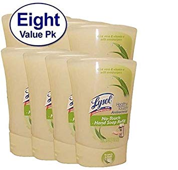 Lysol No-Touch Hand Soap Refill, 8.5 Fl Oz, Aloe Vera & Vitamin E Scent, 8 Count