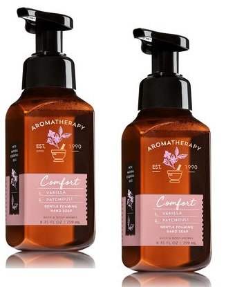 Bath and Body Works 2 Pack Aromatherapy Comfort Vanilla & Patchouli Gentle Foaming Hand Soap 8.75 Oz