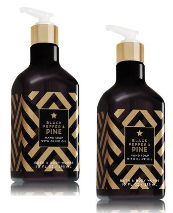 Bath and Body Works 2 Pack Black Pepper & Pine Hand Soap With Olive Oil 10 Oz.