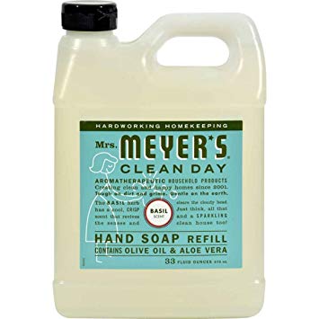 Mrs. Meyers Clean Day Hand Soap Refill, Basil Scent 33 oz (Pack of 6)