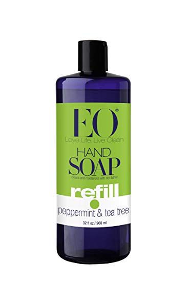 EO Hand Soap, Refill Size, Peppermint & Tea Tree, 32-Ounce Bottles (Pack of 2)