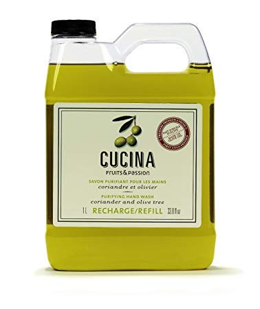 Cucina Purifying Hand Wash Refill, 33.8 Oz Plastic Jug (2, Coriander and Olive Tree)