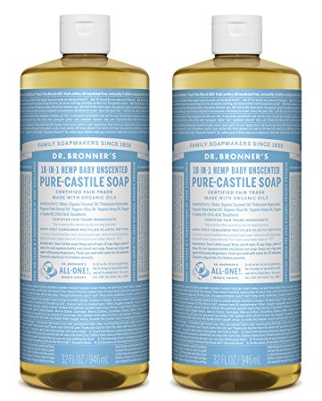 Dr. Bronner's Pure-Castile Liquid Soap Value Pack - Baby Unscented 32oz. (2 Pack)