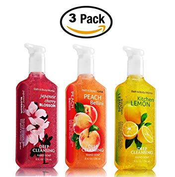 Bath and Body Works Deep Cleansing Hand Soap Trio Peach Lemon Cherry Blossom