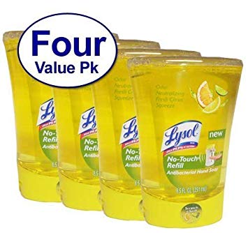 Lysol No-Touch Hand Soap Refill, 8.5 Fl Oz Fresh Citrus Squeeze Scent, 4 Count