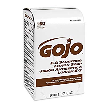 GOJO 9132-12 Sanitizing E2 Lotion Soap, 800 mL Refill (Pack of 12)