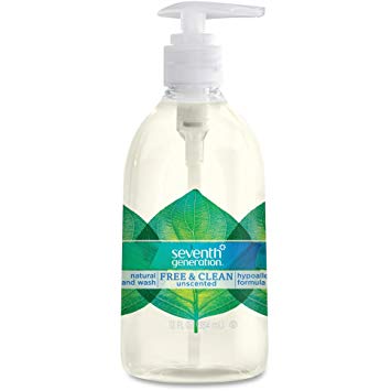 Seventh Generation 22930CT Natural Hand Wash, Free & Clean, Unscented, 12 oz Pump Bottle, 8/CT
