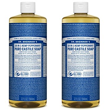 Dr. Bronner's Pure-Castile Soap - Peppermint, 32 oz (Pack of 2)