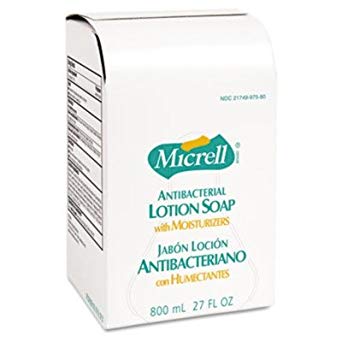 GOJO 975712CT MICRELL Antibacterial Lotion Soap Refill, Liquid, Light Scent, 800 mL (Case of 12)