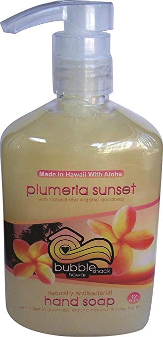 Hawaii Bubble Shack Hand Soap 4 Bottles 12 oz. Each Plumeria Sunset