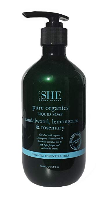 Om She Aromatherapy Hand Wash - Sandalwood, Lemongrass & Rosemary Pure Organics Liquid Soap 16.9 oz